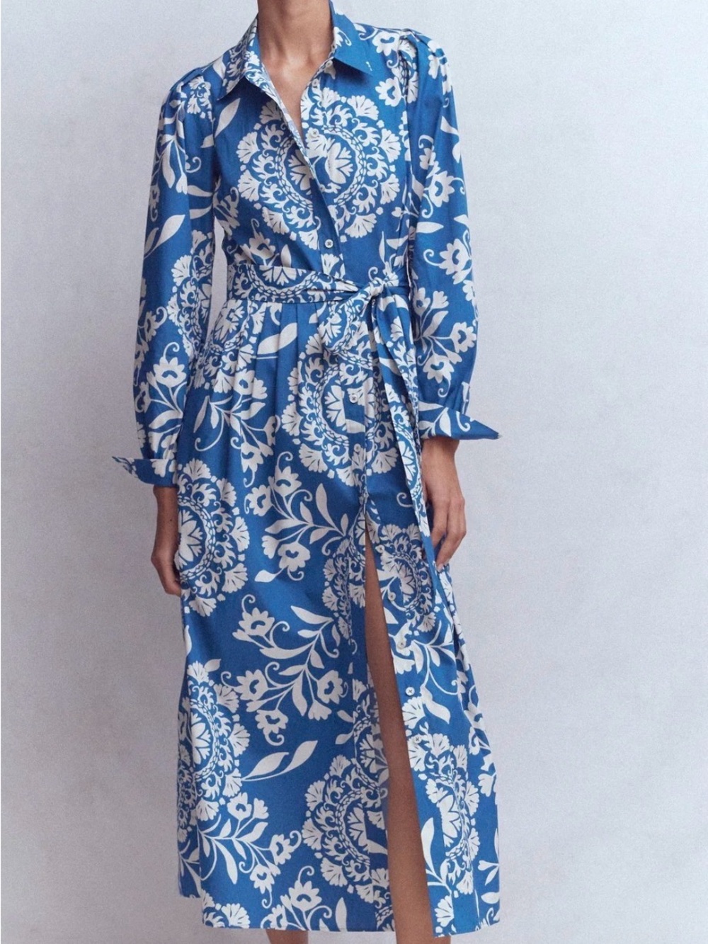 Boden Blue & White Floral Wrap Maxi Dress